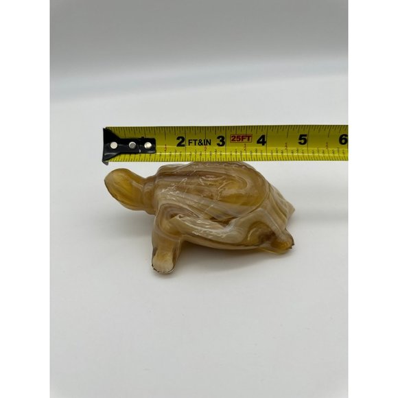 Vintage Carmel White Swirl Slag Glass Turtle Figurine Paperweight - Picture 6 of 7